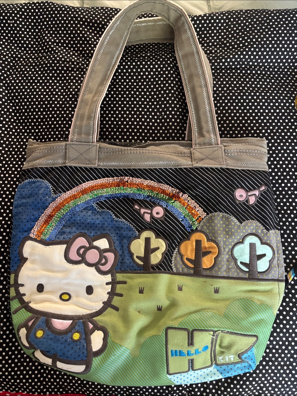 Hello Kitty Multicolor Sequin Rainbow Tote Bag - Pink, Blue, Green, Gold